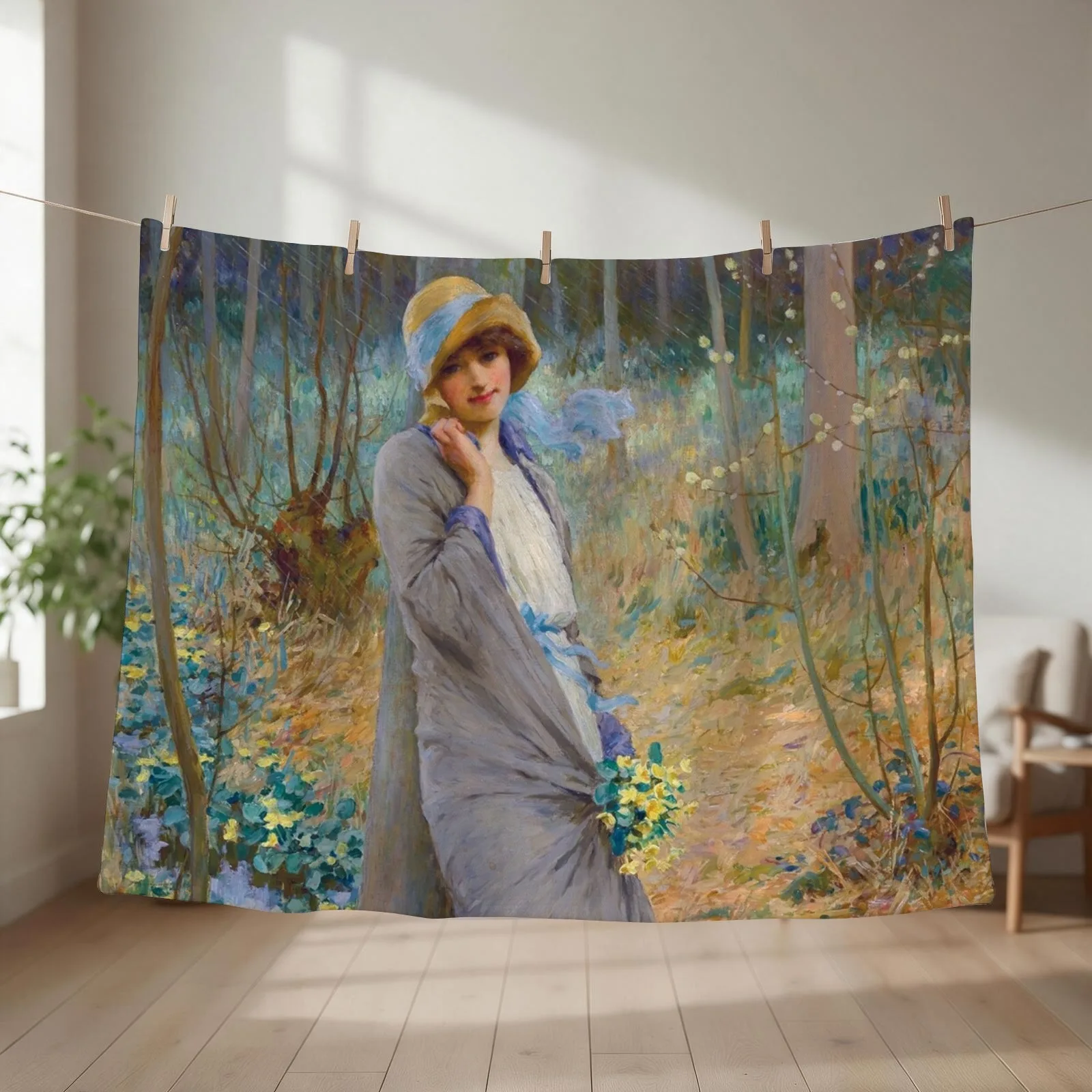 Marsh Marigolds - William Henry Margetson - 1924 Throw Blanket couch cozy soft plush fuzzy picnic outdoor blanket