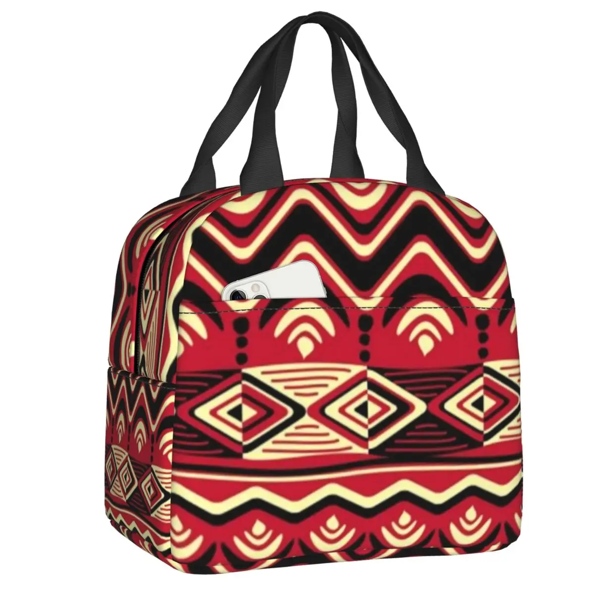 Ankara Dutch Wax Print Thermal Insulated Lunch Bags Women African Patterns Lunch Tote for Outdoor Camping Travel Food Box