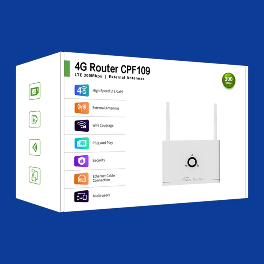 Роутер Домашний Беспроводной с 2 внешними антеннами, 300 Мбит/с, слот для SIM-карты