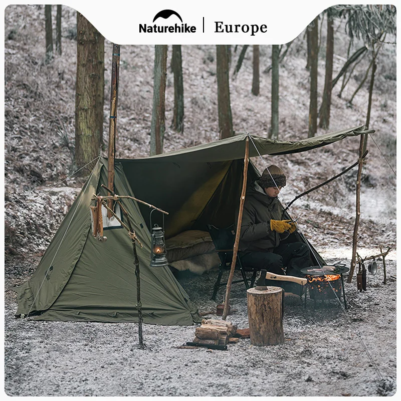 Naturehike Ares Camping Tent Outdoor Hiking Single TC Cotton Shelter Snow Skirt Tent Breathable Waterproof With Chimney Window