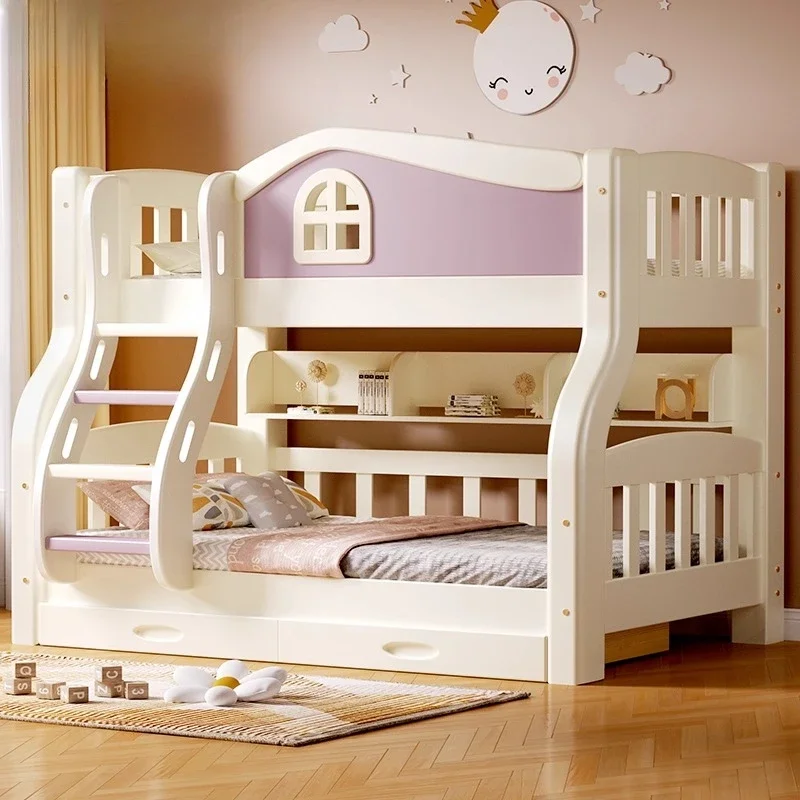 Cabinet ladder drawer storage bunk beds 135x200cm luxury With slide kids 2 people loft bed frame mattress home bedroom furniture
