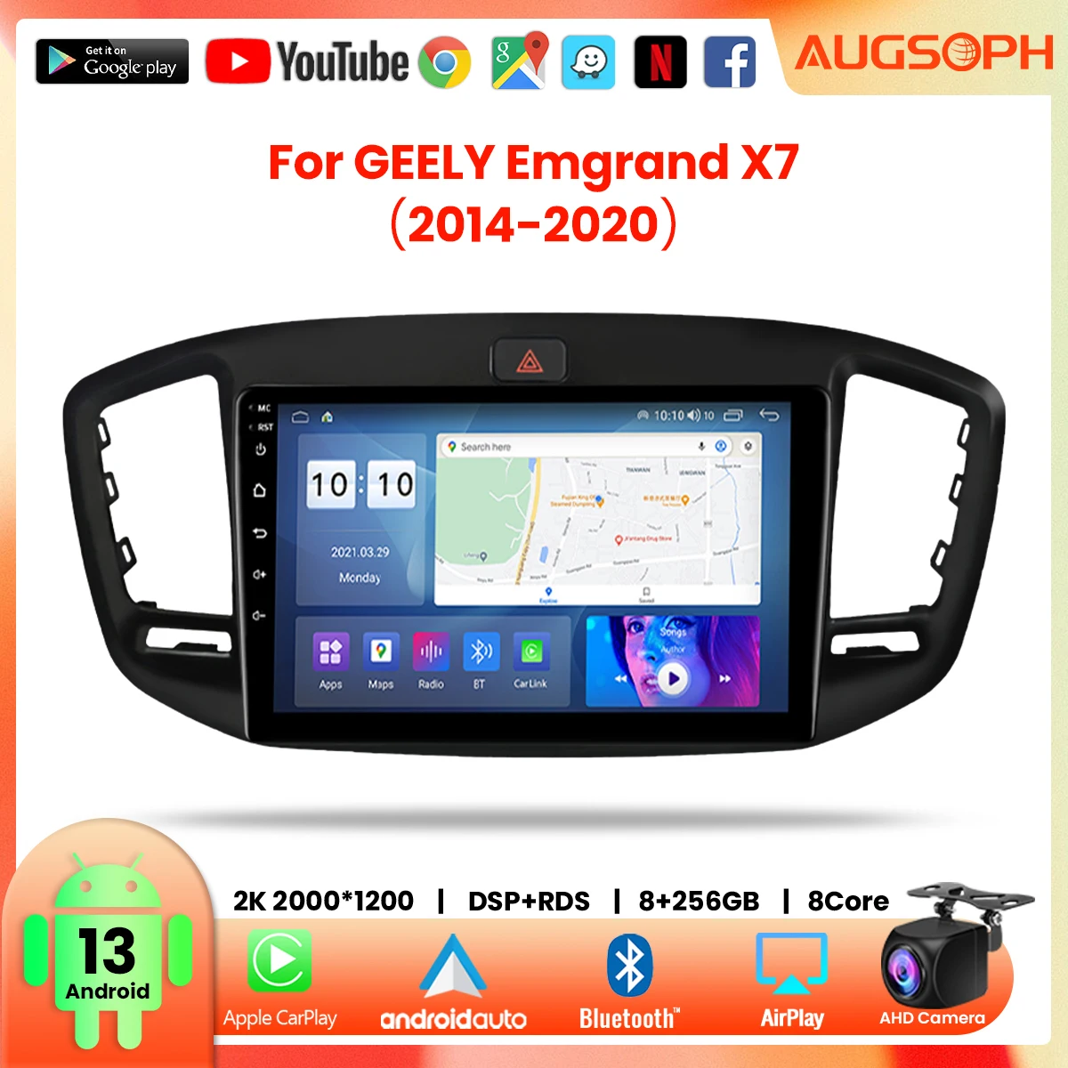 

Android 13 Car Radio for GEELY Emgrand X7 2014-2020, 9inch 2K Multimedia Player with 4G Car Carplay & 2Din GPS