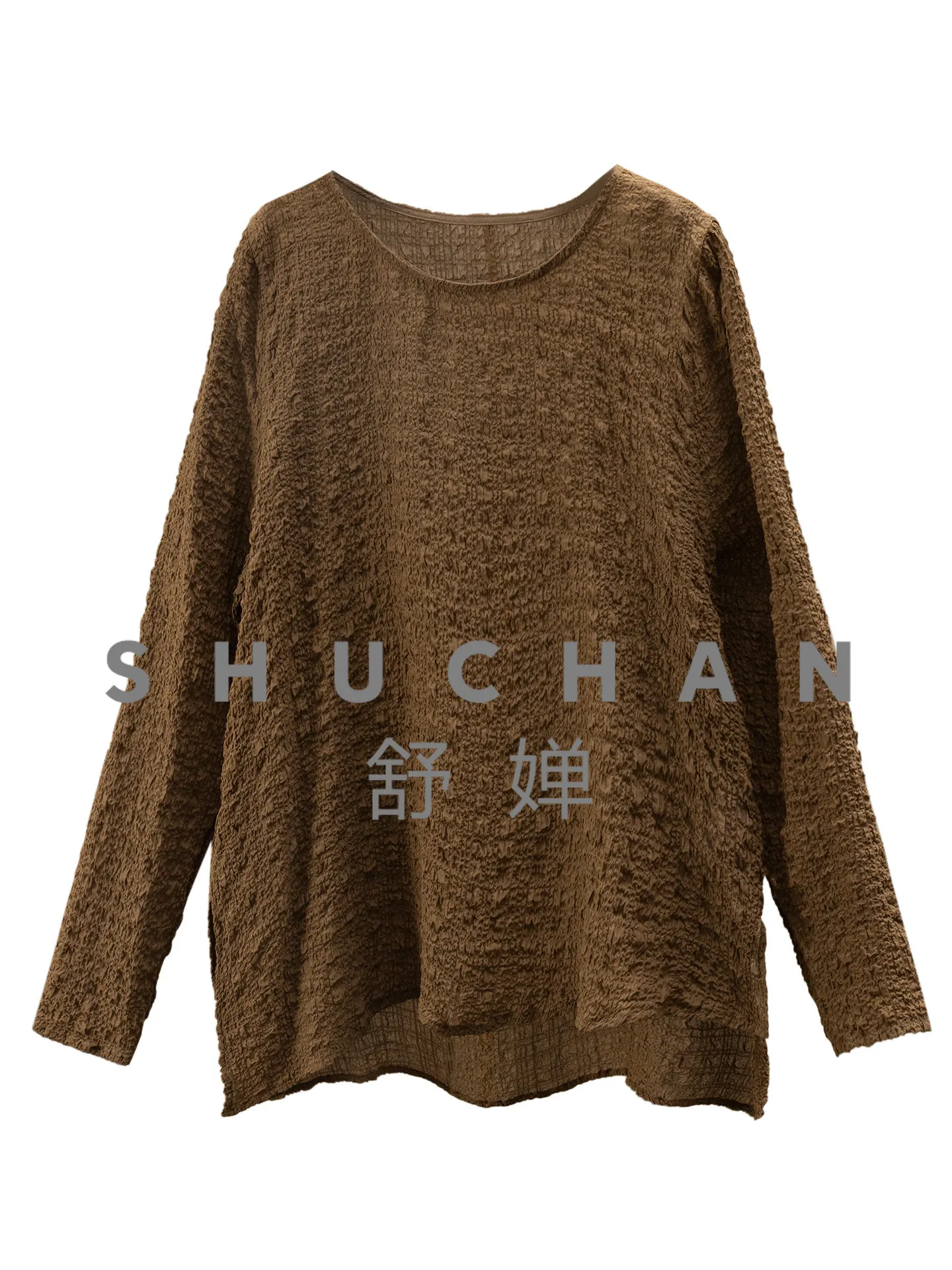 

Тонкая блузка из натурального шелка, летняя рубашка из креп-жатки для женщин 06M4