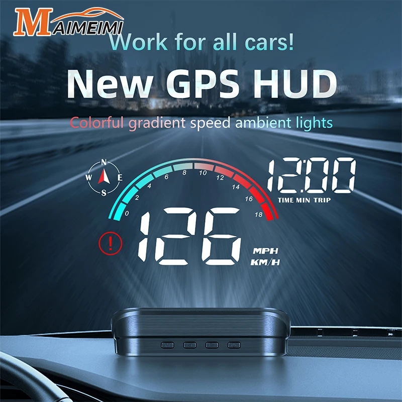 جديد M22 سيارة GPS رئيس يصل عرض سرعة RPM KMH MPH HUD GPS عداد السرعة العارض شاشة لوحة القيادة مع عداد المسافات إنذار السرعة الزائدة