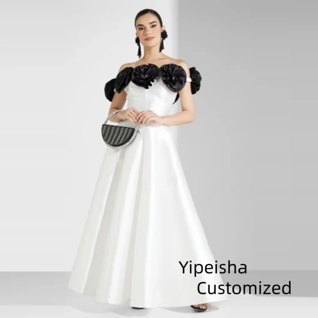 

Изысканные вечерние платья с открытыми плечами по индивидуальному заказу и 3D цветами, трапециевидной формы с вырезом лодочкой и молнией сзади, платья для выпускного вечера для женщин