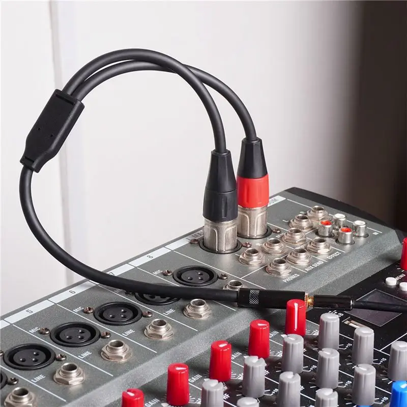 B76B 2X Dual XLR to 1/8 Female Adapter,Balanced Mini Jack(3.5mm) Female to Microphone Cable, for Speaker Mixer
