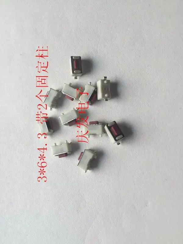 200pcs/High quality red handle touch switch button switch 3 * 6 * 4.3 surface mount foot with 2 fixed posts