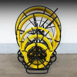 Electrician Wire Threading Machine 4/5/7mm Fiberglass Wire Cable Running Rod Fish Tape Rodder Cable Unclogger Leader 50m