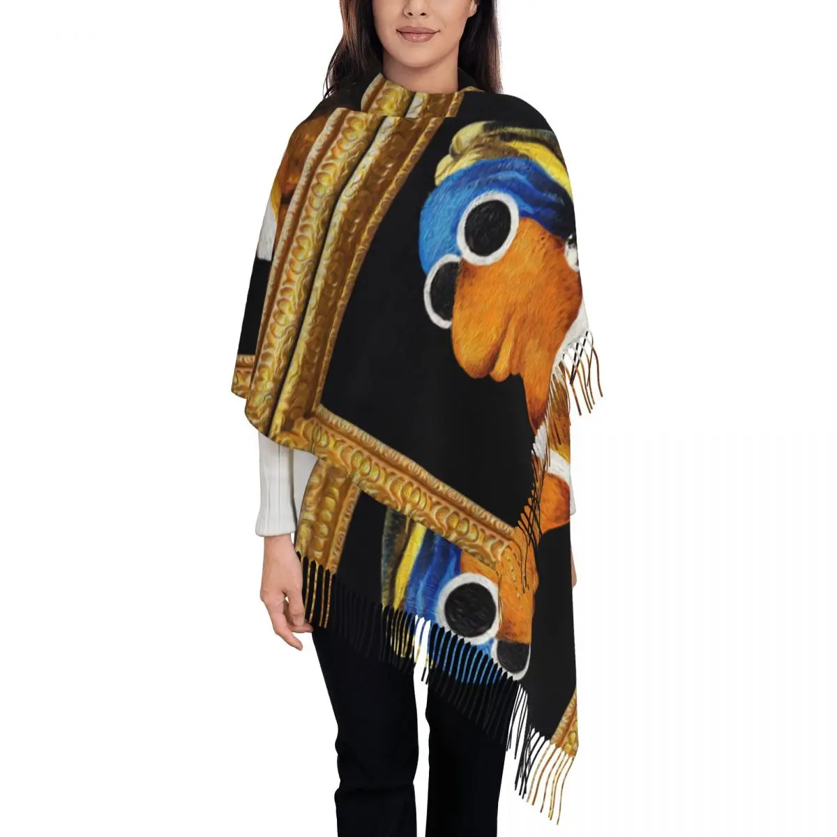 ماركوس الدودة ميمي وشاح للمرأة الخريف شالات الكشمير التفاف فتاة مع حلق اللؤلؤ طويل كبير وشاح شال لارتداء اليومي