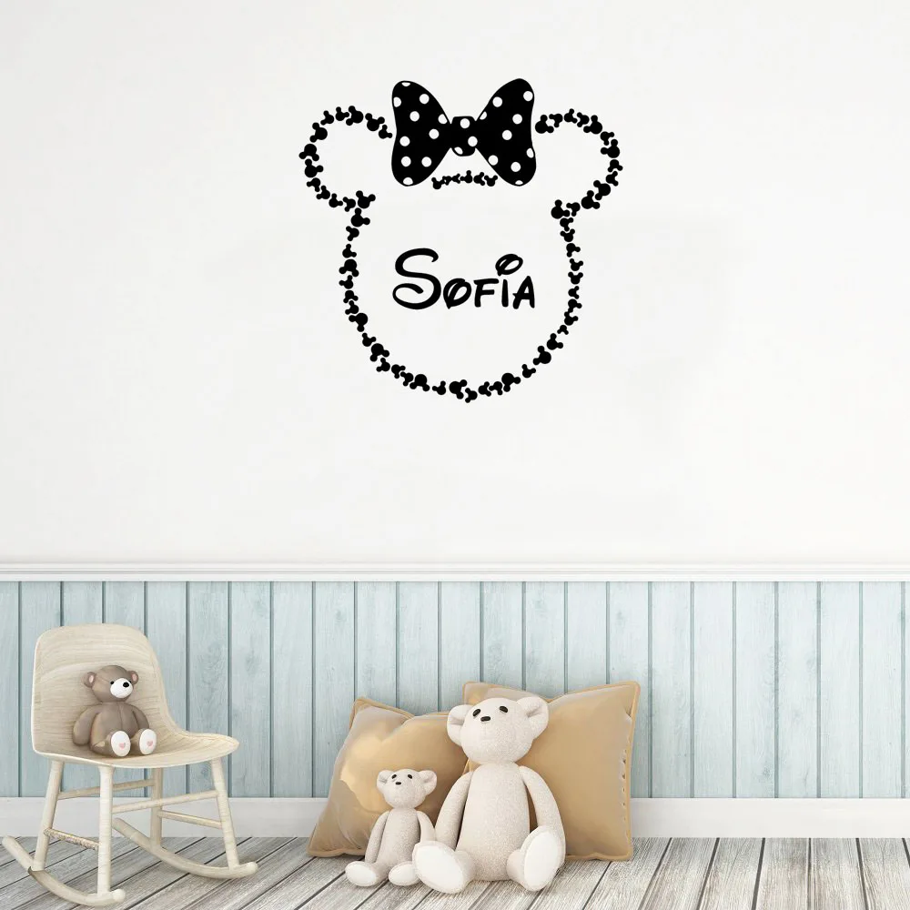 1 pc nice Mouse head customize name  Wall Sticker Removable Wall Stickers Diy Wallpaper  For Home Decor Living Room Bedroom