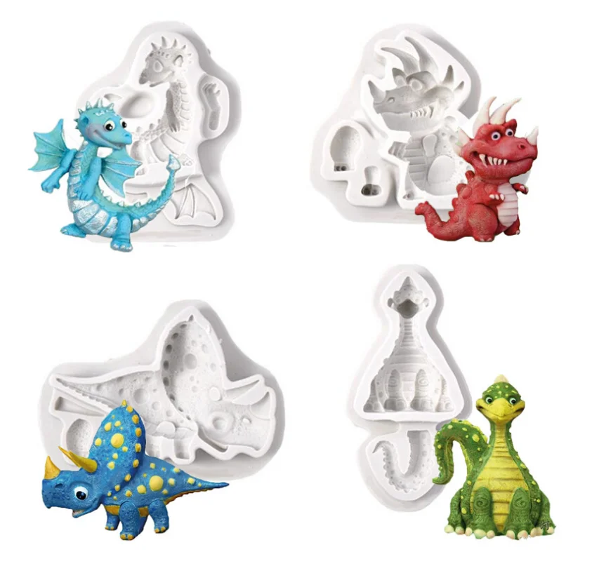 

3D Cartoon Dinosaur Shape Silicone Mold DIY Dinosaur Fondant Chocolate Jelly Mousse Baking Tools Clay Plaster Resin Craft Mould