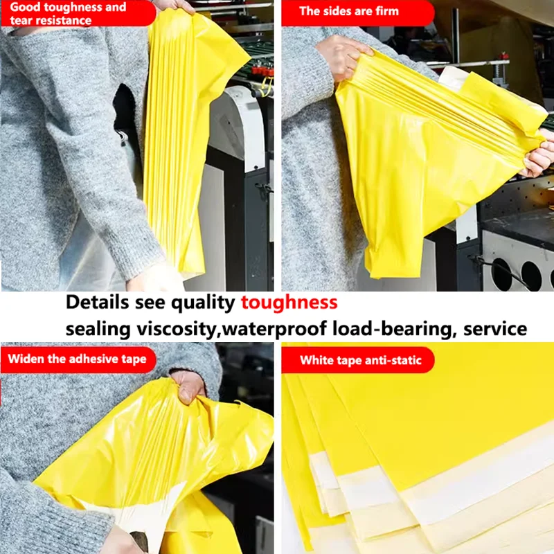 50Pcs yellow express bag thickened express bag waterproof self-adhesive bag logistics product packaging bag custom printed logo