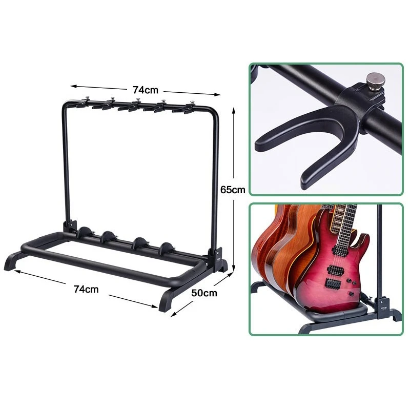 Guitar Stand, 6-Guitar Rack, Electric Guitar Bass Holder, Home Instrument Storage, Multi-Function Display Shelving