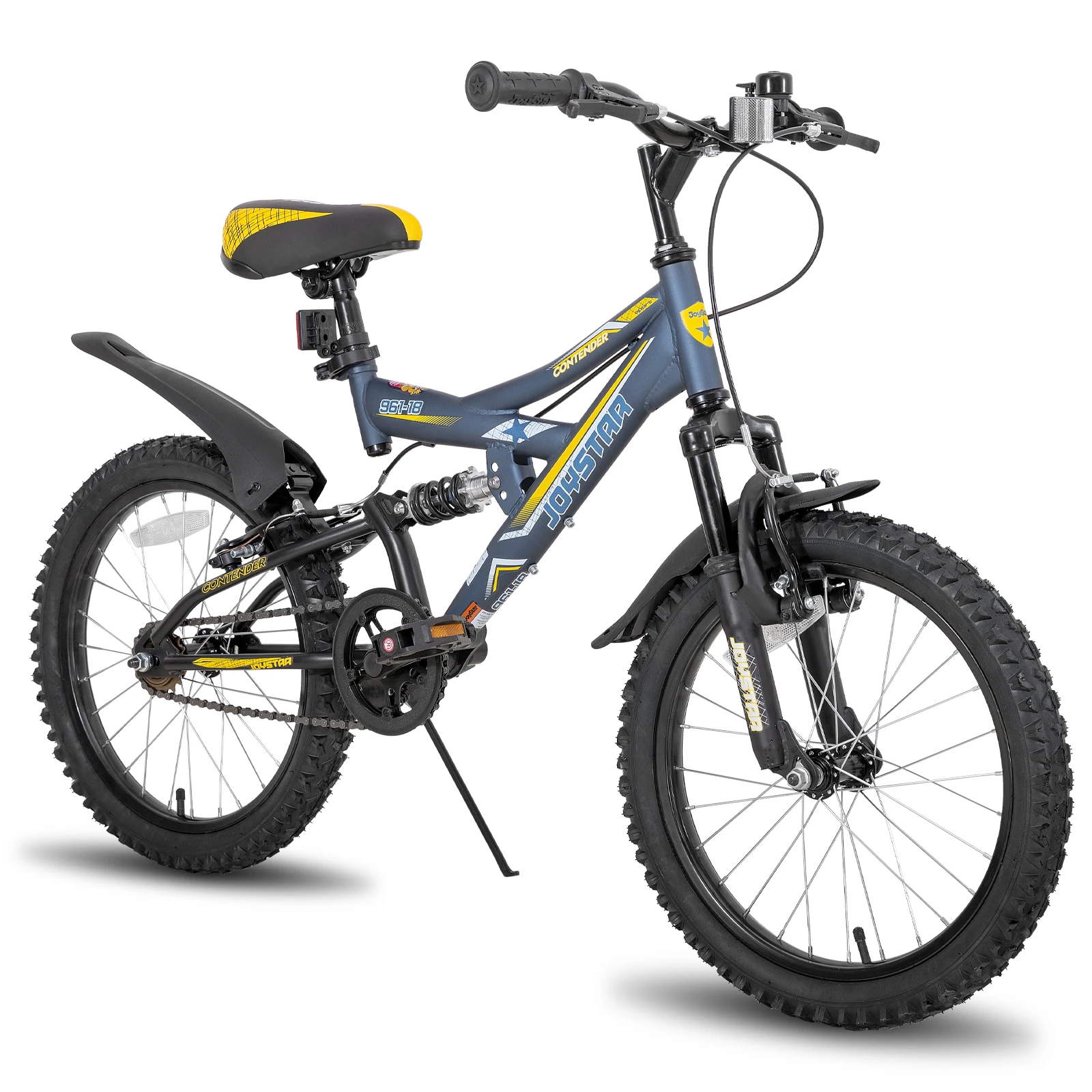 JOYSTAR 20 Inch Kid Bike for Boys Girls Age 7-13 Years, Dual-Suspension Kids Mountain Bike with Dual Handbrake & Kickstand, Blue