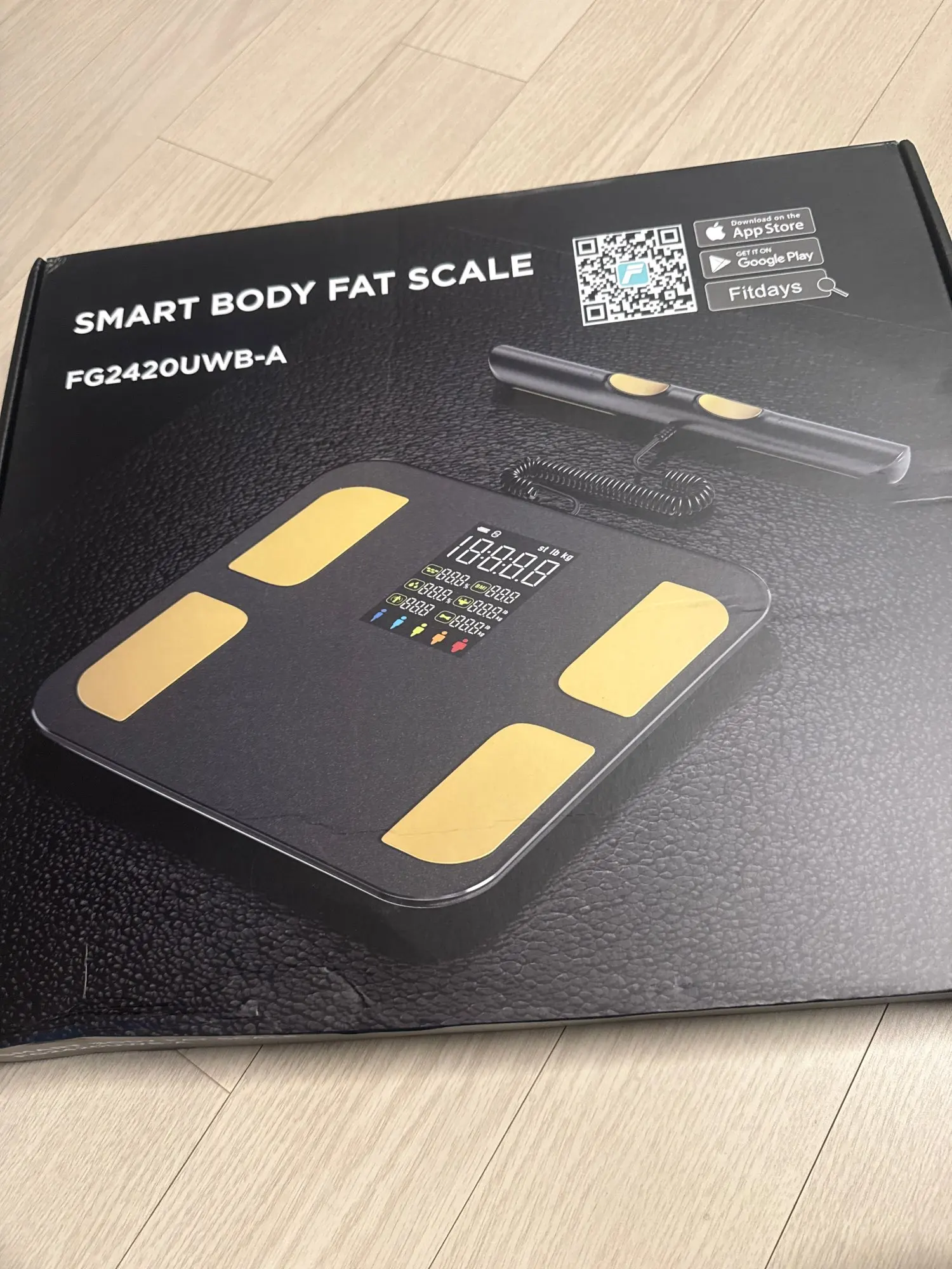 Smart Body Composition Scale with Handheld Sensor – 1.5 m Spiral Cable | Fitness & Health Tracker