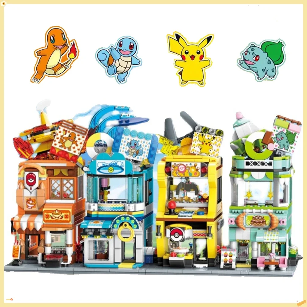 

Keeppley Pok É Mon Street View Series Bulbasaur Dessert House Charmander Hot Pot Restaurant Assembling Building Block Toys Gift