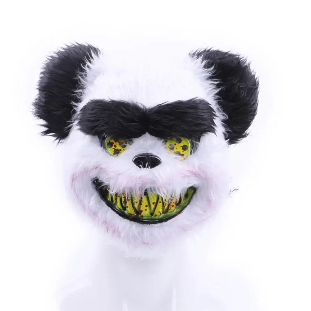 Flashing Face Cushion Led Light Up Cushion Halloween Face Cushion with Light-up Furry Prop for Rave Parties Spooky Bear Rabbit