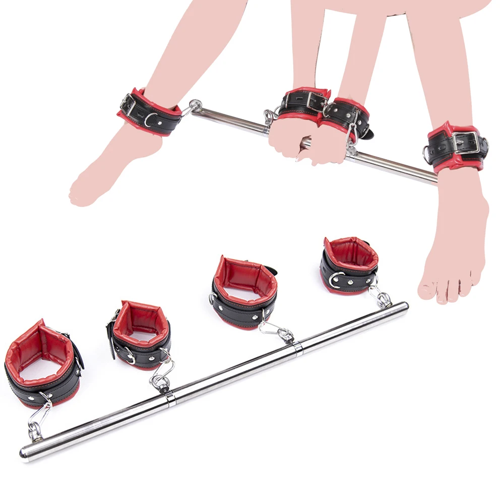 Sexual BDSM Bondage Spreader Bar Restraints Removable Handcuff Ankle Cuffs Extendable Fetish Kit Sex Toys For Couples SM Games