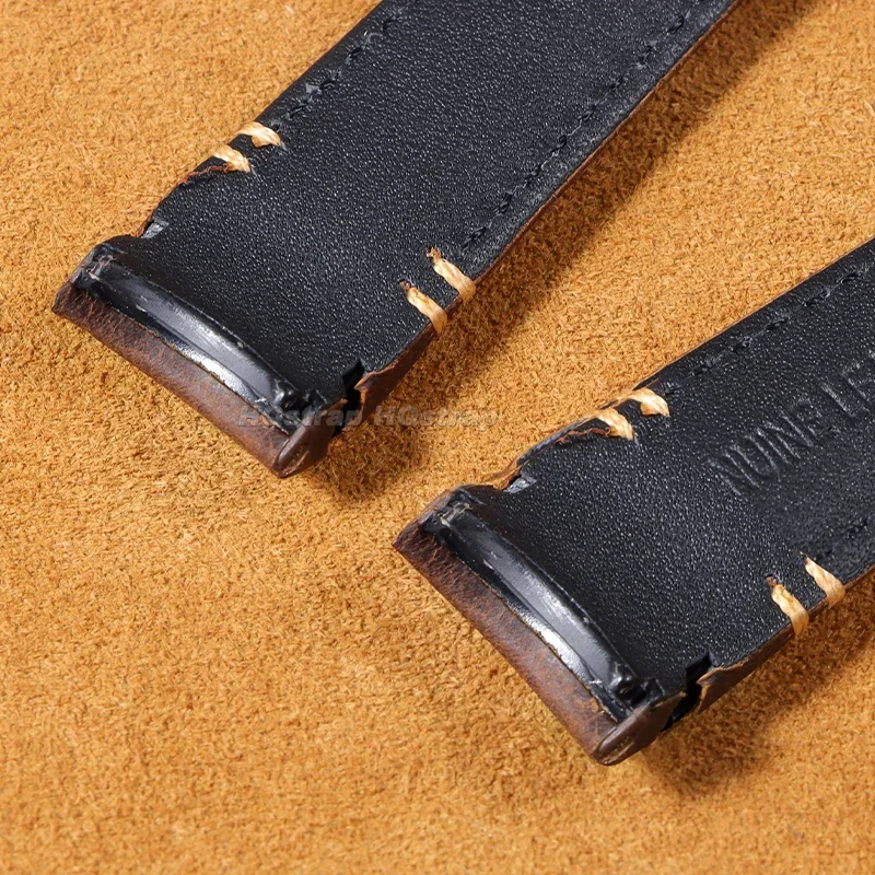 Ремешок из натуральной кожи 20 мм 22 мм, высококачественный браслет в стиле ретро, спортивный водонепроницаемый универсальный сменный браслет с изогнутым концом