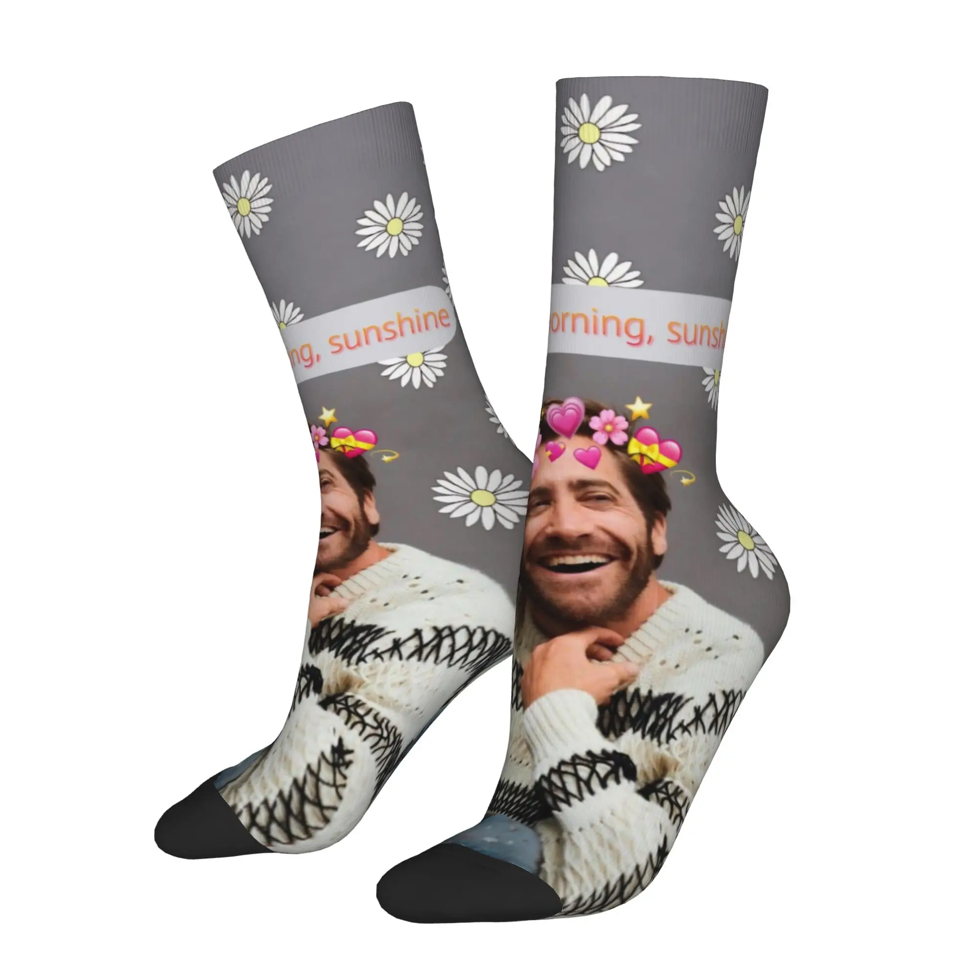 Jake Gyllenhaal Actor Socks Men Women Funny Happy USA Flag Socks Harajuku Spring Summer Autumn Winter Middle Tube Stockings Gift