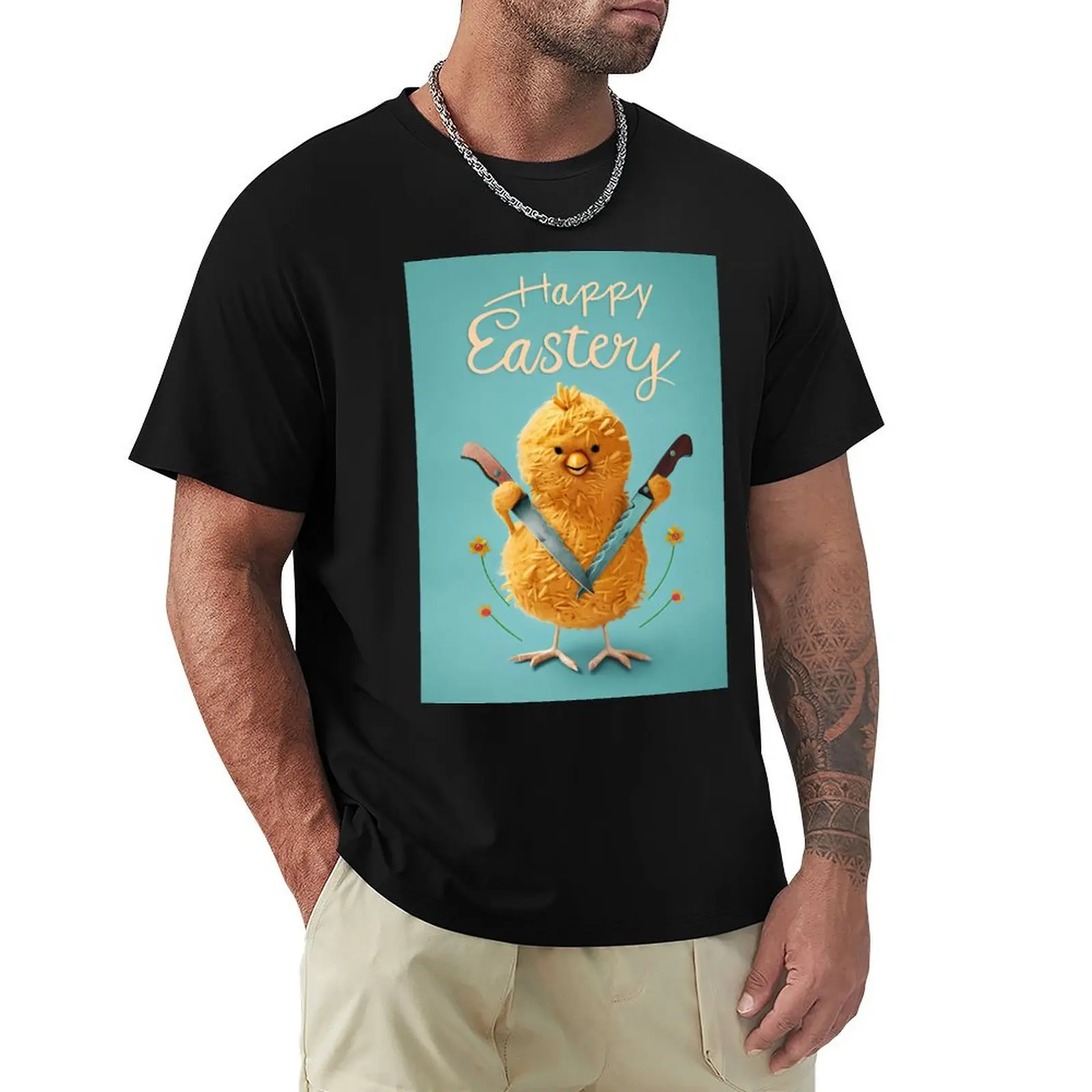 Happy Easter: A Cute Little Chicken T-Shirt Breathable Basic Cotton T-Shirt