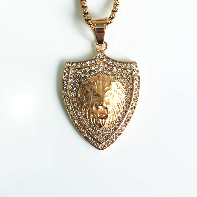 قلادة مع درع أسد الغابة للرجال ، قلادة على طراز الشرير ، سلسلة حيوانات جديدة ، ميدالية ، شخصية عصرية ، كلاسيكية #3