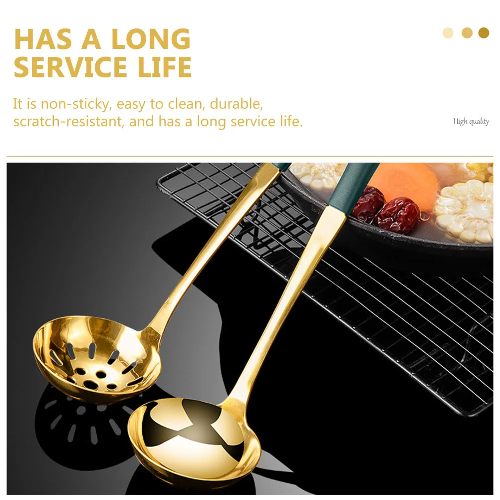 

2Pcs High-Quality Colander Spoon Gold Hot Pot Tableware Non-Sticky Easy Clean Long Service Life Exquisite Craftsmanship