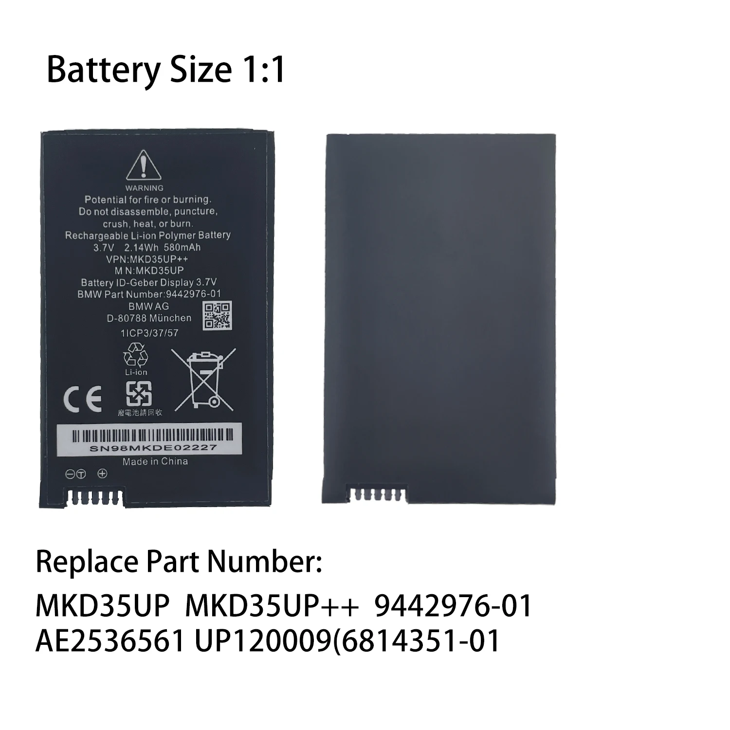 DXT New Remote LCD Key Battery MKD35UP For BMW 530le 730 740 745 760li X3 X4 X5 1ICP3/37/57 9442976-01 D-80788 6814351