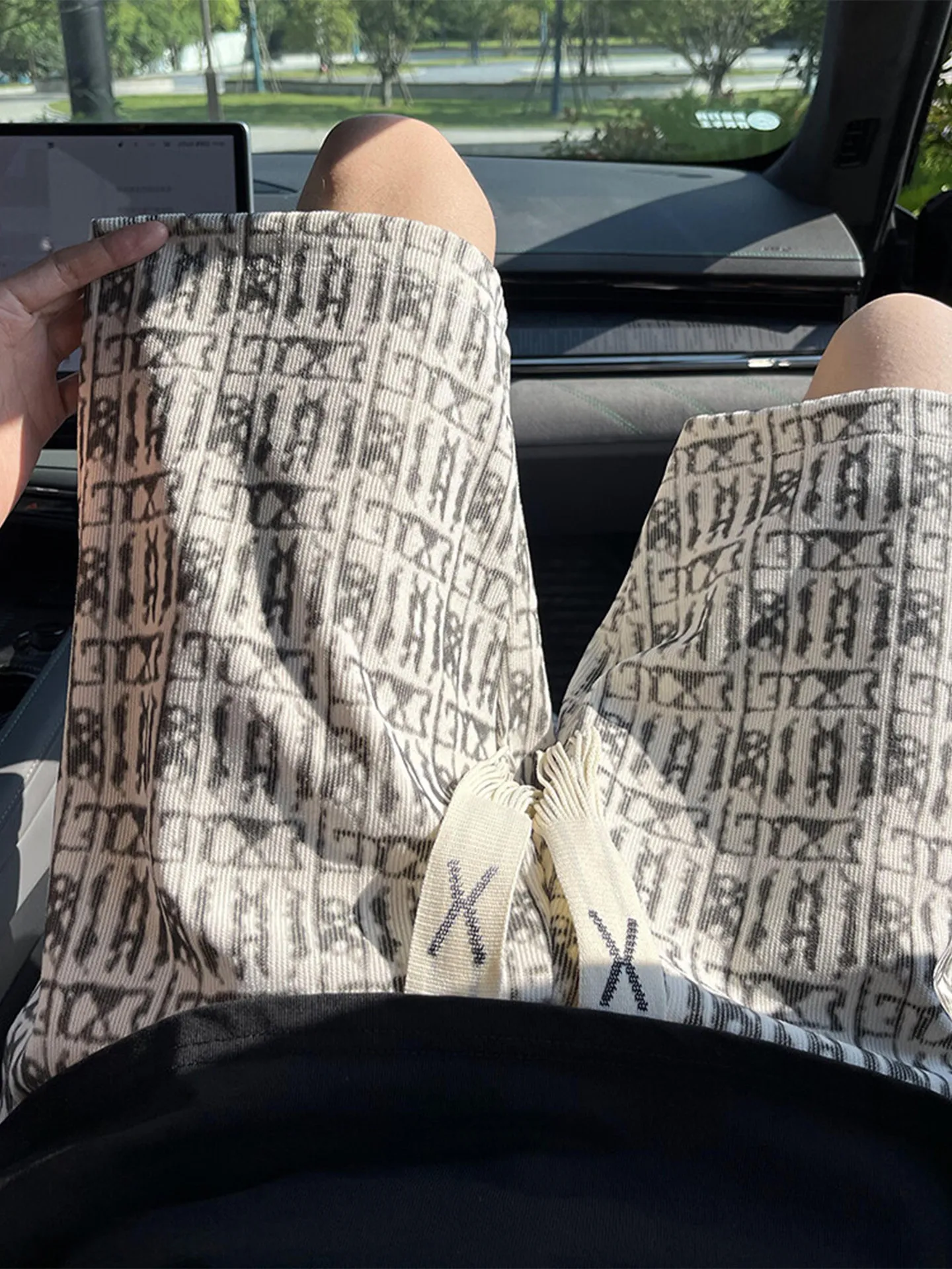 Retro Print Casual Sports orts Men's Summer Outdoor Beach Pants Loose Five-Quarter Flriefs Trendy Brand Straight Leg ...