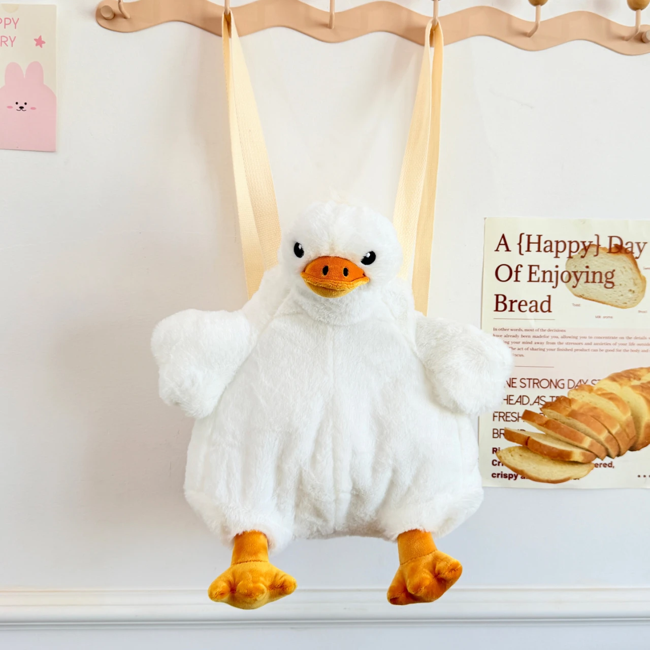 Cute Duck Plush Backpack Cartoon Animal Doll Shoulder Bag Soft Fluffy Plushie Bag Kawaii Creative Zipper Daypack Funny Gift