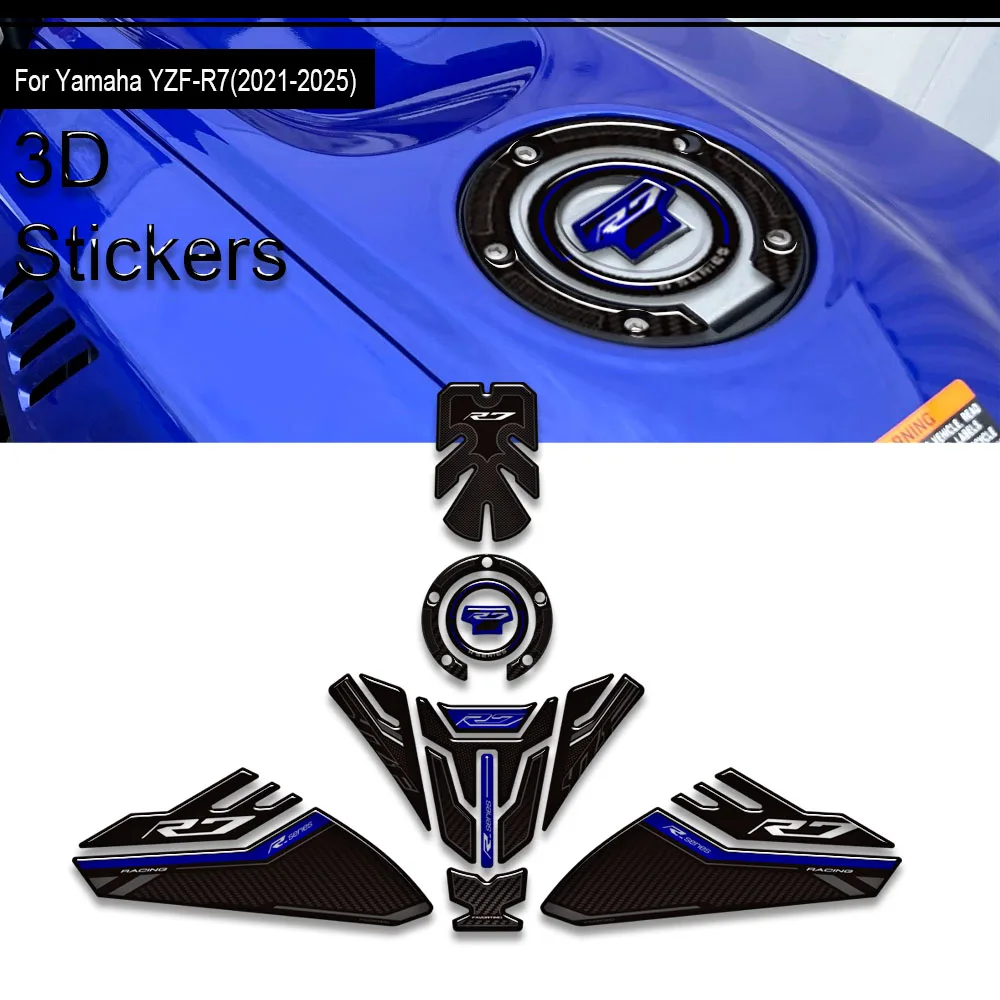 

For Yamaha YZF-R7 YZFR7 YZF R7 New Motorcycle Tank Pad TankPad Cap Grips Gas Fuel Kit Knee Stickers Decals Protection 2021-2025