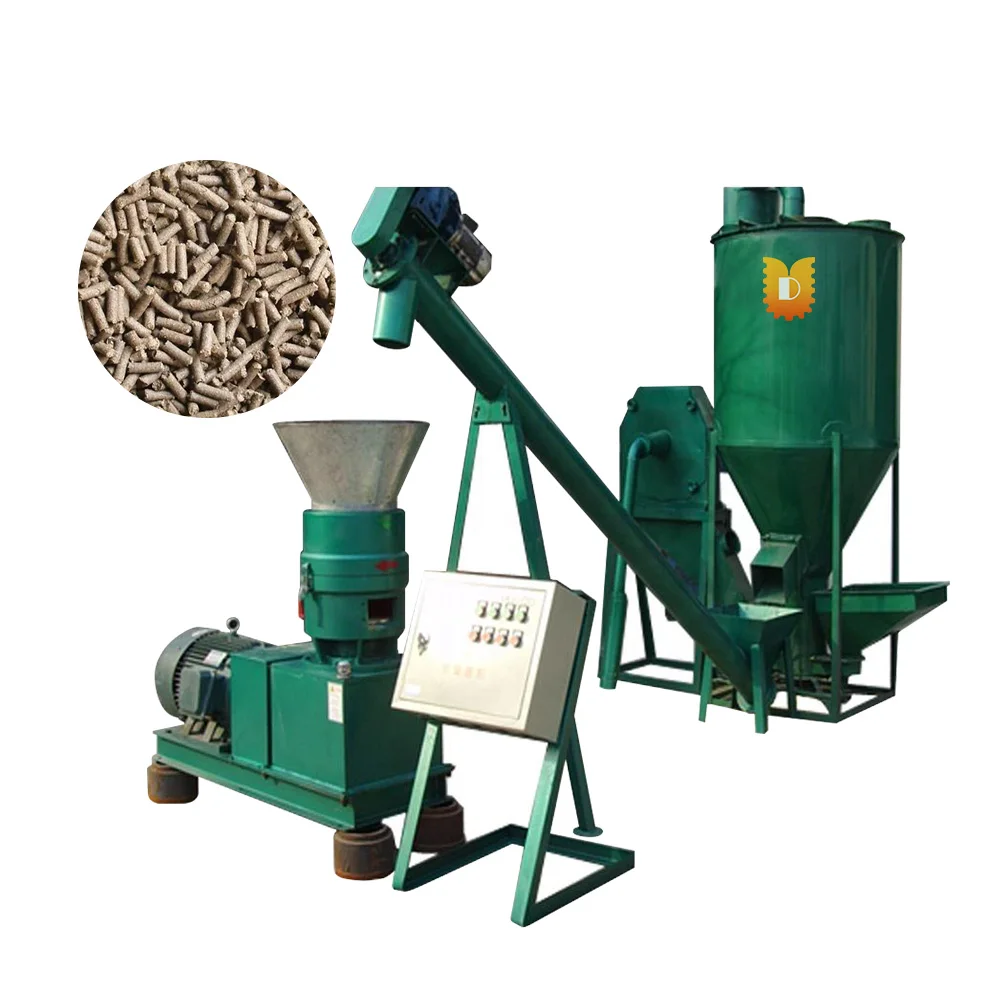 Small Biomass  Grass Rice Husk Straw Fodder Wheat Bran GranulatorPullet Rabbit Shrimp Feed Pellet Making Machine For Home Use