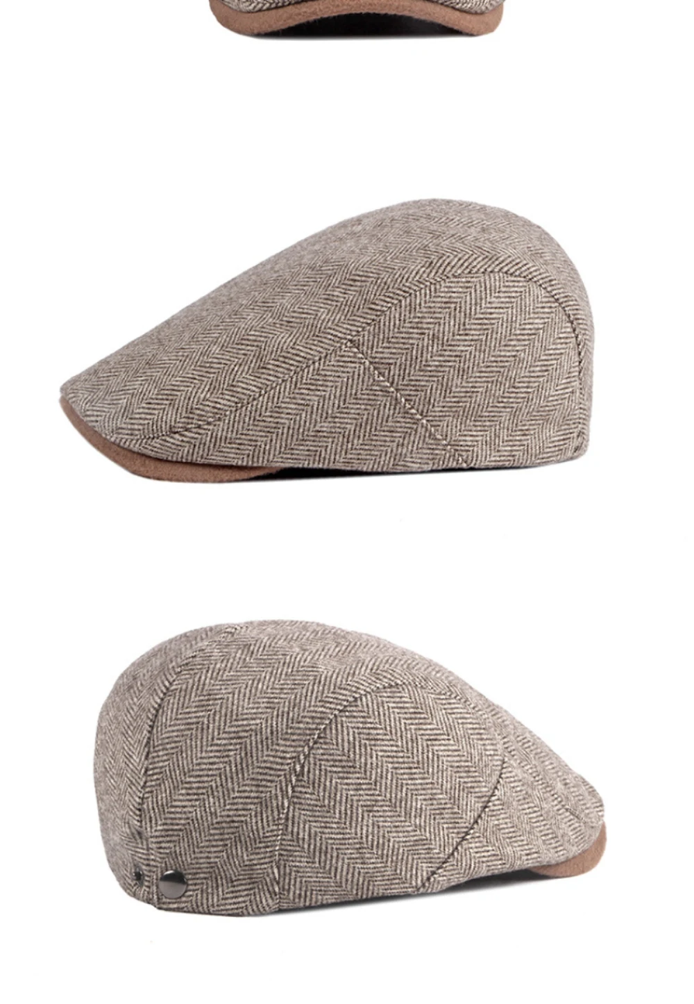 HT3330 Herren- und Damen-Baskenmütze, Vintage-Künstlermütze, gestreift, flache Mütze, neu für Herbst und Winter, verstellbare Baskenmütze – Detail 7