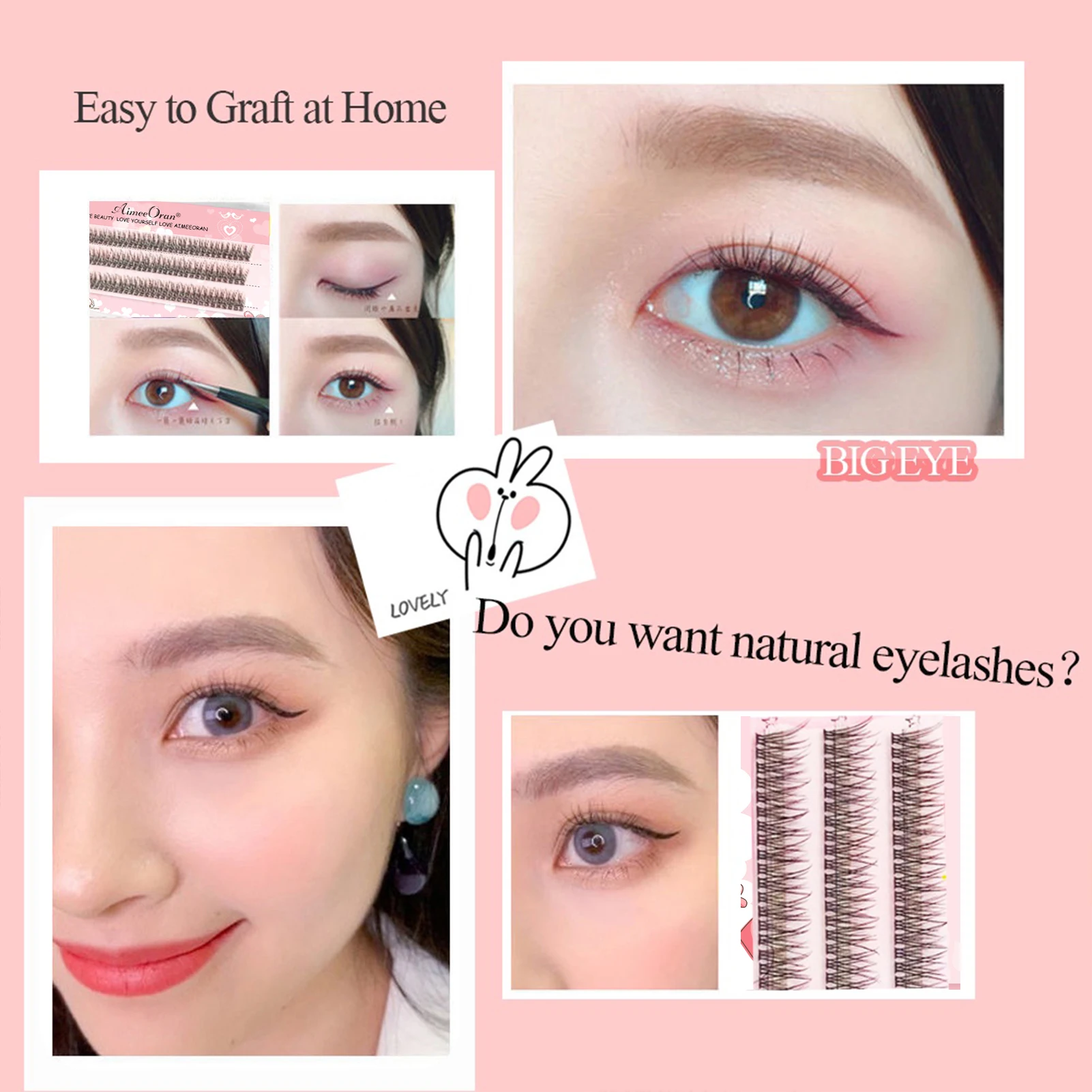 Cluster di ciglia naturali Manga Estensioni delle ciglia Ciglia a grappolo Coda di pesce segmentata Ciglia sottili per trucco Donne fai da te Ragazze