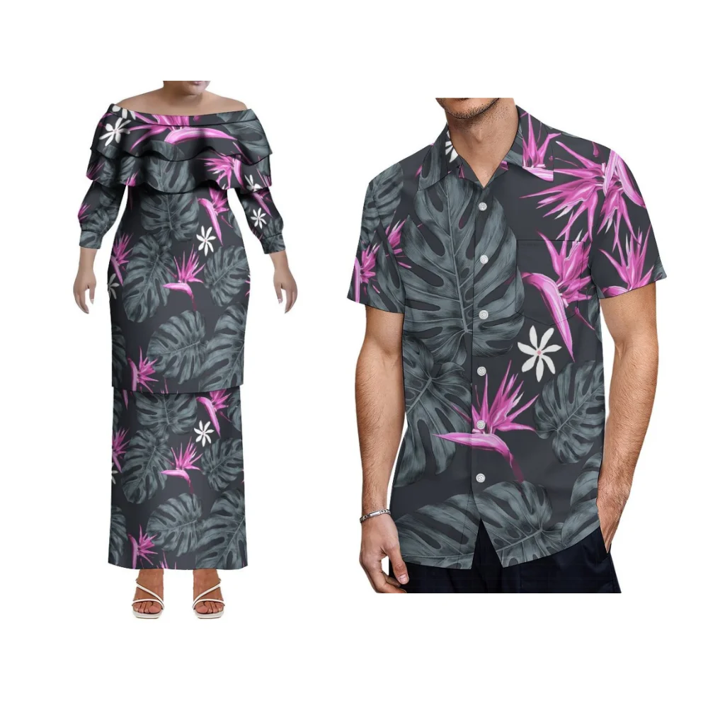 Aanpasbare Polynesische Samoa Hawaii Vrouwen Ruche Kraag Slanke Fishtail Jurk Zachte Zomer Tuin Bruiloft Gues