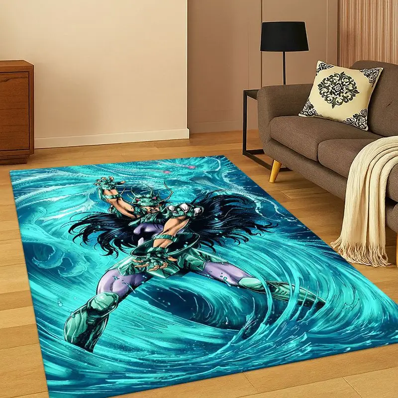 Cartoon Saint Seiya Anime Carpet Rug for Bedroom Living Room Sofa Playroom Doormat Home Decor, Game Area Rug Non-slip gift