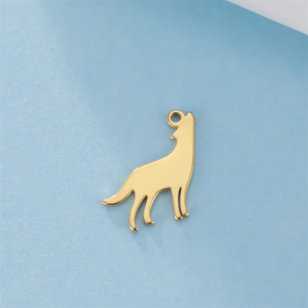 5pcs/Lot Stainless Steel Howling Wolf Pendant Animals Charms For Jewelry Making Diy Women Necklace Bracelet Tiny Charm Accessory