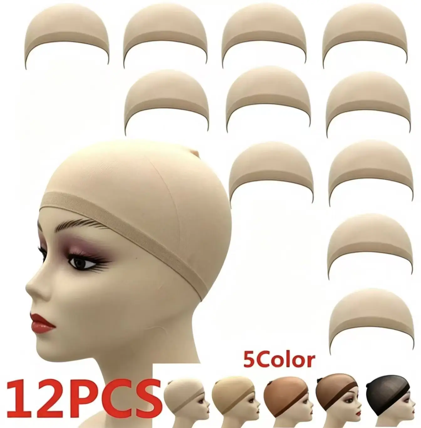 12/6/bags Ventilated Nylon Mesh Nude Stocking Wig Cap Hairnets Stretchy Close End Super Extra Thin Skin Breathable Wig Cap