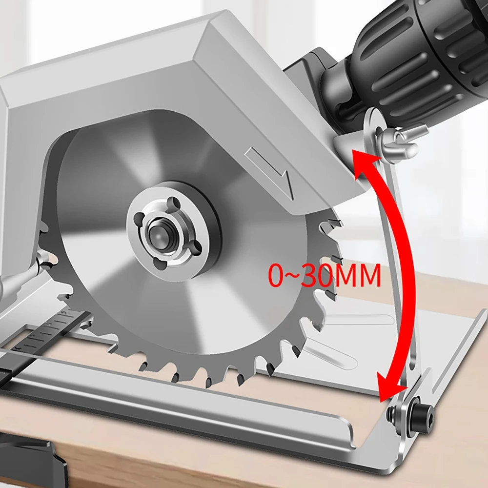 Electric Drill to Circular Saw Head Adapter Cutting Converter Woodworking Tool Table Saw Modified Attachment 30mm Cutting Depth