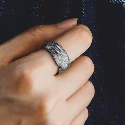 Buyee 925 Sterling Silver Unique Big Ring Finger Elegant Golden Fish Open Ring for Men Woman Fashion Party Fine Jewelry Circle