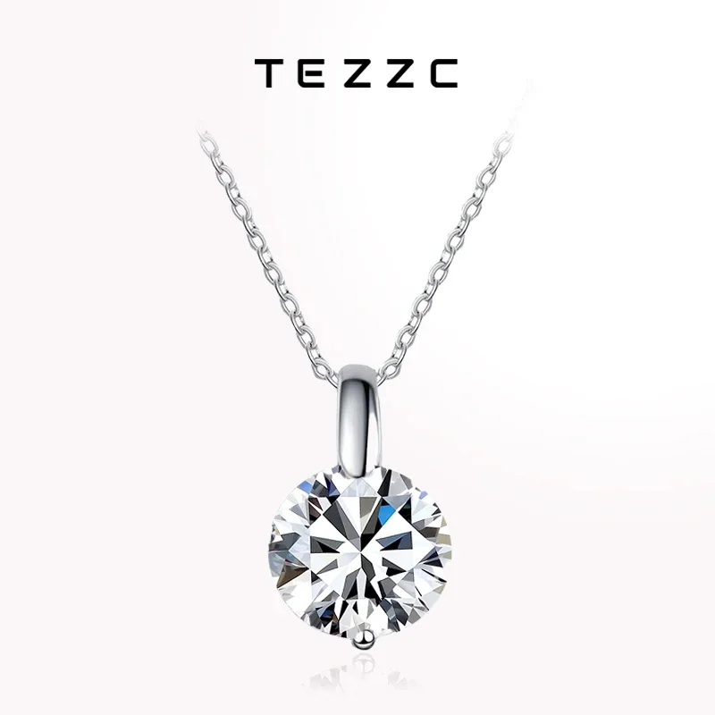 

Tezzc 1ct 2ct 3ct Moissanite Pendant Necklace GRA Certificate for Women Wedding Bridal 100% S925 Sterling Silver Fine Jewelry