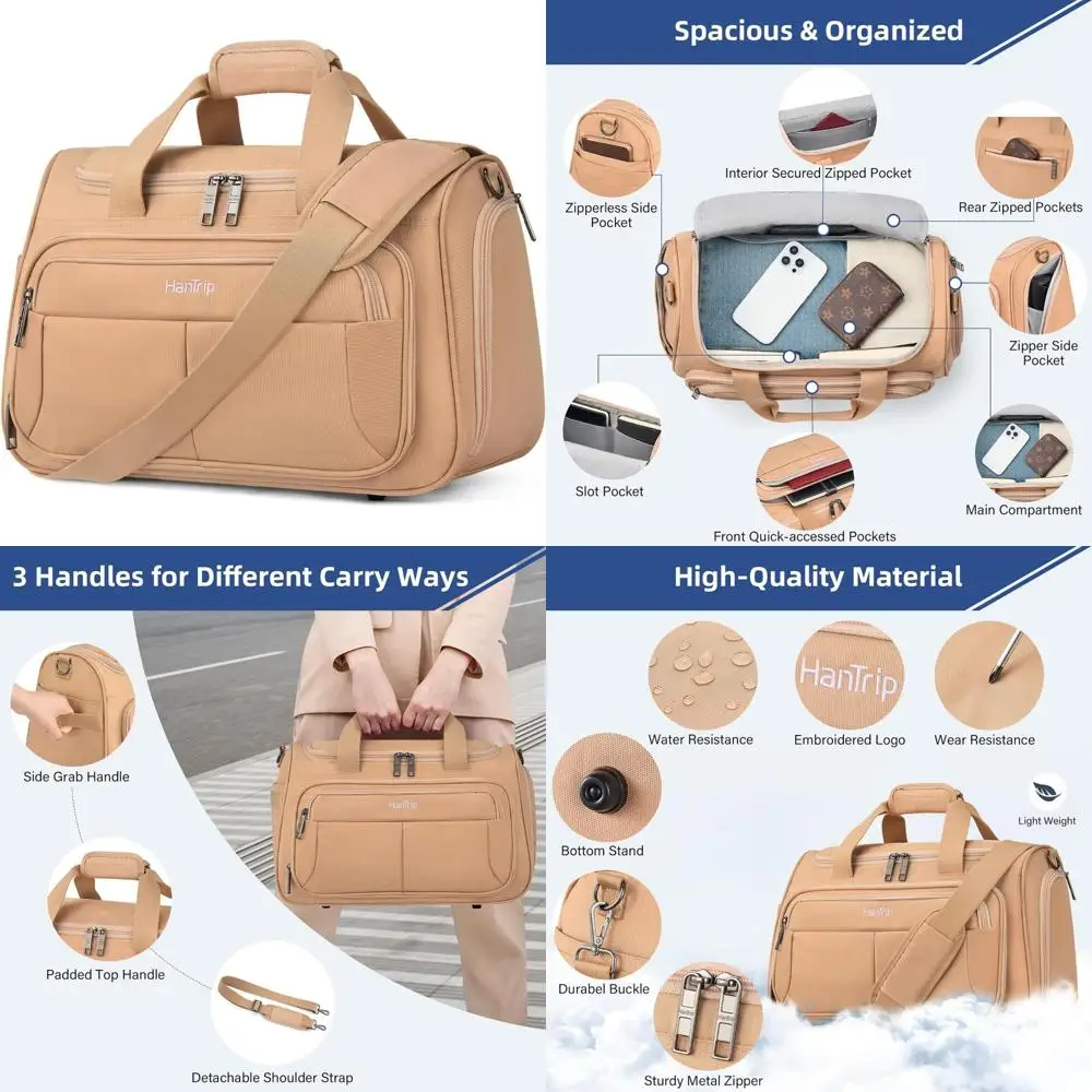 

Foldable Travel Duffel Bag - Under Seat Airplane Personal Item, Weekender Overnight Bag for Men