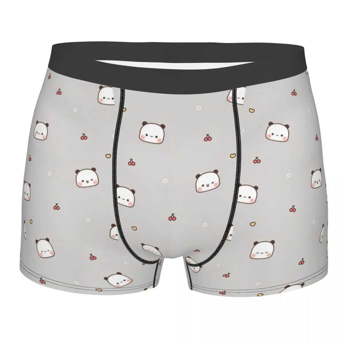 Novelty Boxer Bubu Dudu Panda Bears Cartoon Short Panties Briefs Men Underwear Cherry Heart Mid Waist Underpants Homme Plus Size