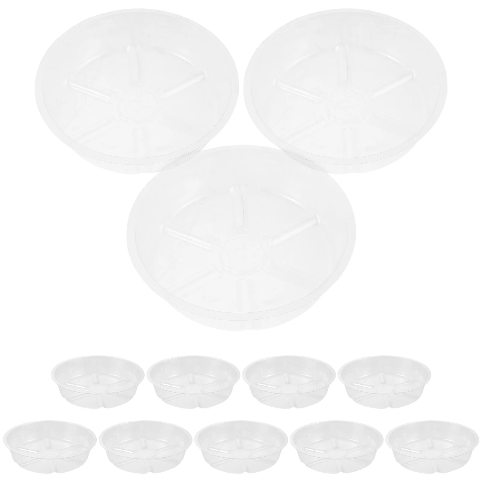 

12pcs Plastic Flowerpot Tray 6'' Clear Round Plant Saucer For Pots Water Drip Catcher Reusable Drainage Base Garden Pot Plate