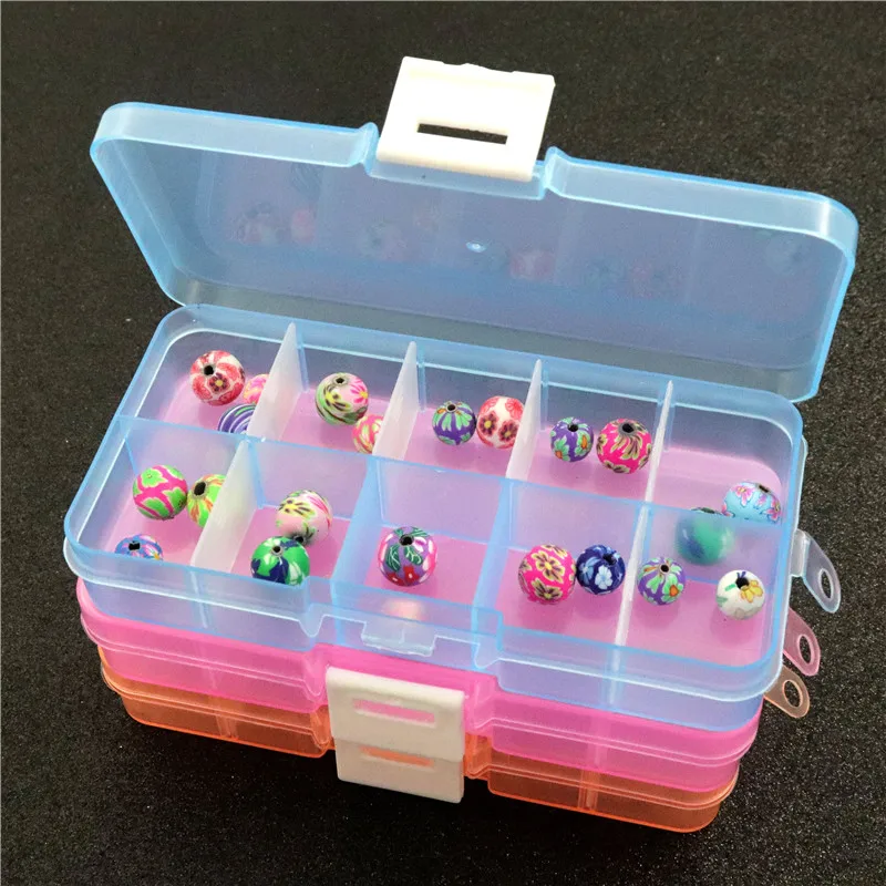 

10 Grid 4 Colors Square Storage Box Hard Plastic Cases Jewelry Beads Container Pills Box Small Objects DIY Accessories Organizer