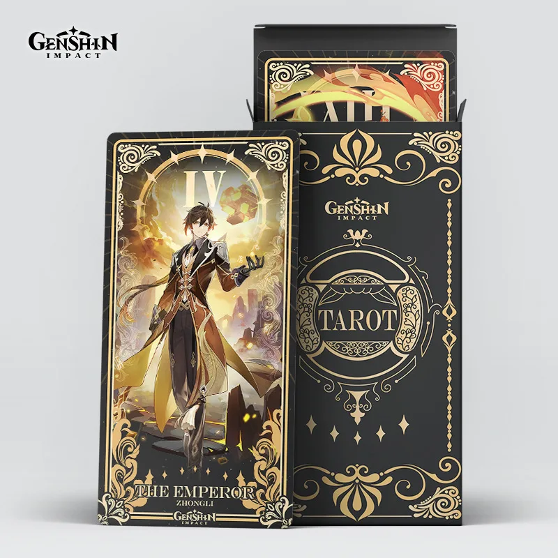 22Pcs Genshin Impact Tarot Cosplay Anime Game Genshin Playing Cards Zhongli Kazuha Raiden Shogun Yae Miko Vita Tarot