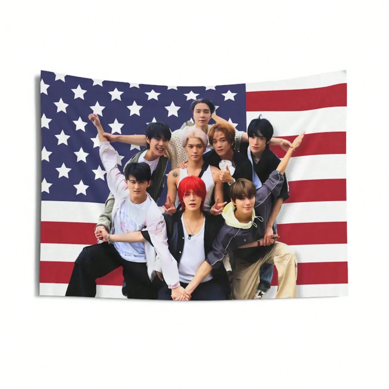 Bandera de la bandera estadounidense para 127 miembros, Verificación de datos de la bandera Kpop de NCT 127, Merch de la gira 2024, Impresión plana, Ideas de regalo para fans, Cumpleaños