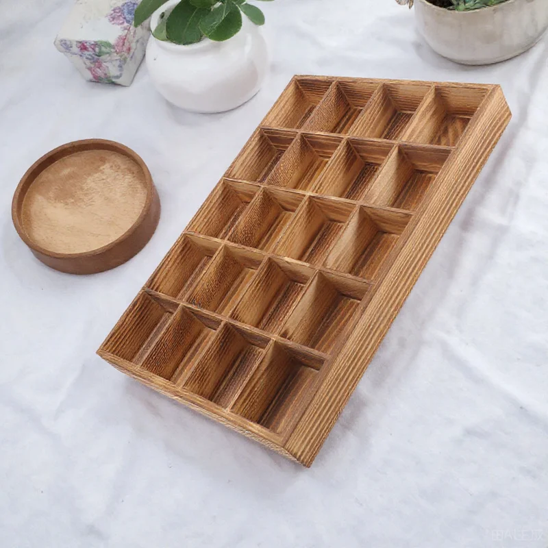 1pc 20-Compartment Wooden Underwear Organizer Drawer Storage Box For Socks Lingerie Ties Belts Cosmetics Closet Sorting Tabletop