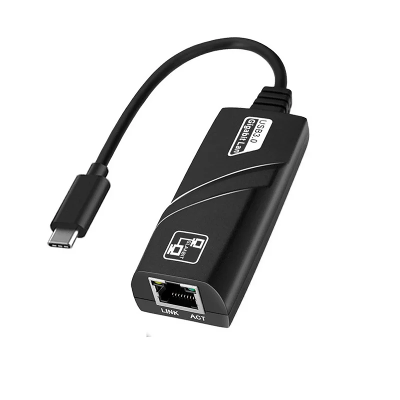 Kartu jaringan berkabel USB ke Rj45, adaptor Ethernet kecepatan tinggi 100/1000Mbps Tipe C ke RJ45 Lan untuk PC Laptop