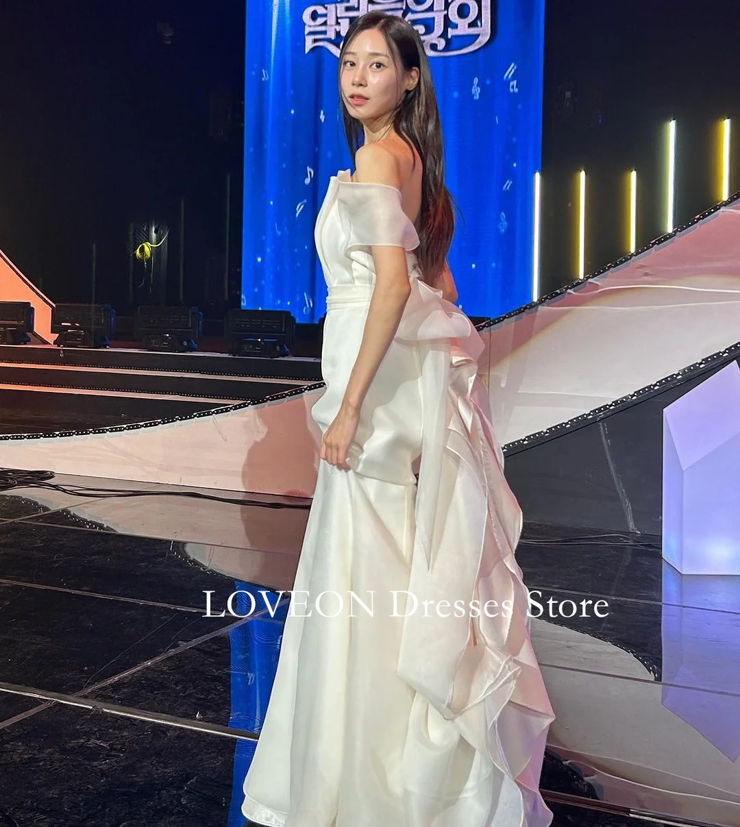 GIOIO Off the Shoulder Korea Short Sleeve Wedding Dresses Corset 프롬드레스 Mermaid Ruched Organza Bride Gowns Party Women Bride